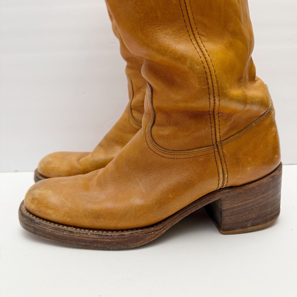 Vintage Frye 2556 Campus Boots Cognac Leather USA Made Black Label MENS Sz 9 D - Picture 7 of 14